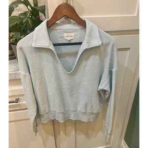 Honorine Luxe Terry Cloth V-Neck Polo Popover Cool Blue Four Seasons Resort S